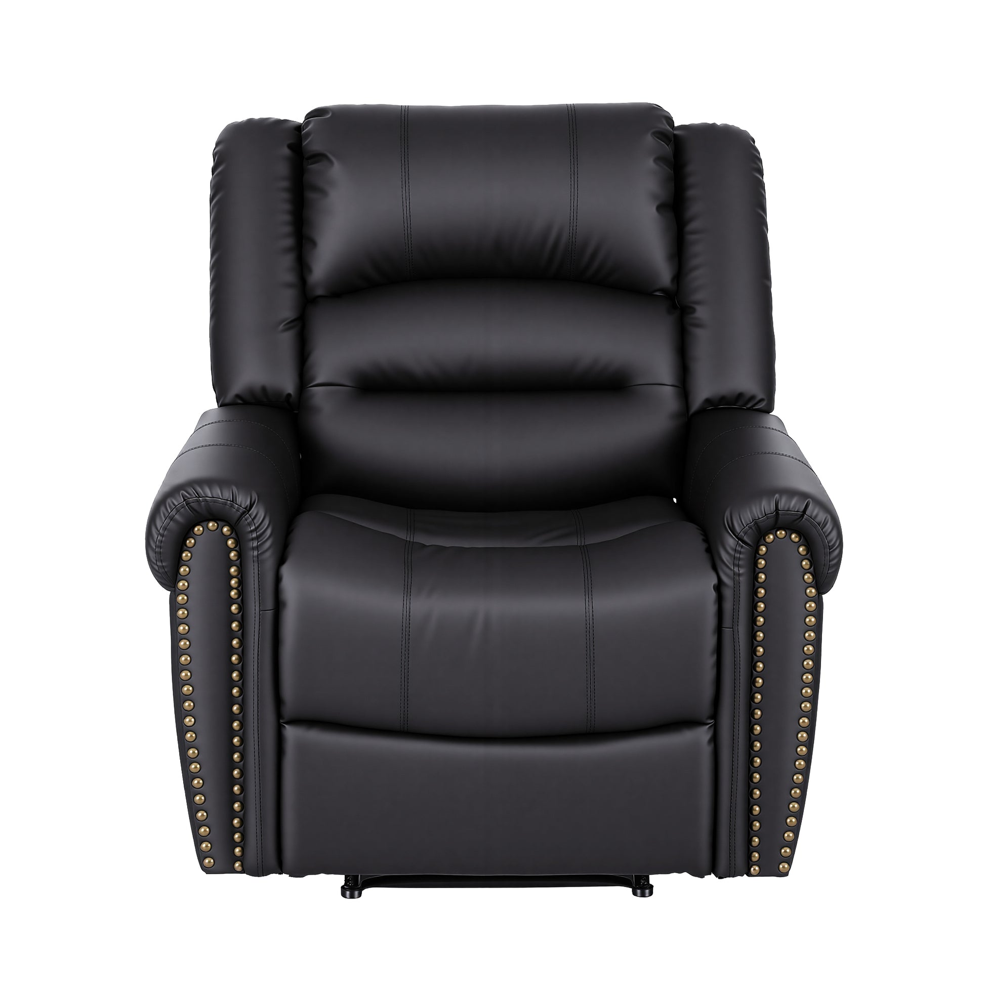 Artiss Leather Manual Recliner Chair with USB Charge Port, Overstuffed Armchair Sofa for Living Room and RECLINER-A24-PU-BK-AB