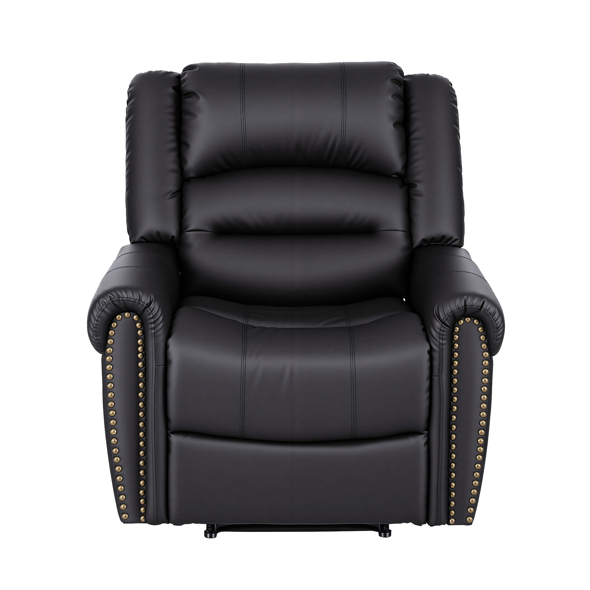 Artiss Leather Manual Recliner Chair with USB Charge Port, Overstuffed Armchair Sofa for Living Room and RECLINER-A24-PU-BK-AB