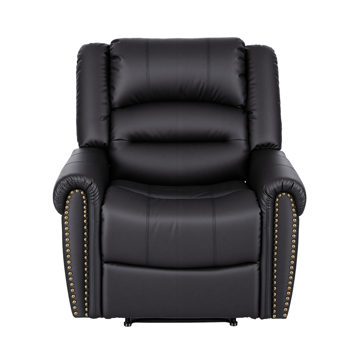 Artiss Leather Manual Recliner Chair with USB Charge Port, Overstuffed Armchair Sofa for Living Room and RECLINER-A24-PU-BK-AB