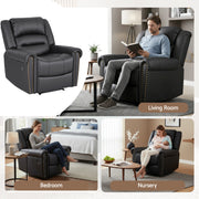 Artiss Leather Manual Recliner Chair with USB Charge Port, Overstuffed Armchair Sofa for Living Room and RECLINER-A24-PU-BK-AB