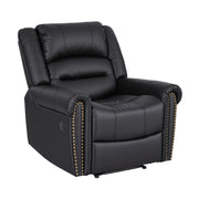 Artiss Leather Manual Recliner Chair with USB Charge Port, Overstuffed Armchair Sofa for Living Room and RECLINER-A24-PU-BK-AB