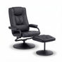 Artiss Recliner with Ottoman 360-Degree Swivel Recliner Chair and Ottoman Set PU Leather Black RECLINER-A26-PU-BK