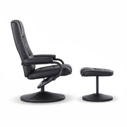 Artiss Recliner with Ottoman 360-Degree Swivel Recliner Chair and Ottoman Set PU Leather Black RECLINER-A26-PU-BK