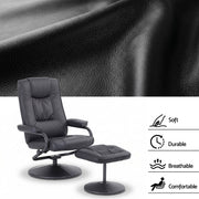 Artiss Recliner with Ottoman 360-Degree Swivel Recliner Chair and Ottoman Set PU Leather Black RECLINER-A26-PU-BK