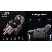 Artiss Recliner Chair Electric Massage Chair Fabric Lounge Sofa Heated Grey RECLINER-A3-LIN-GY