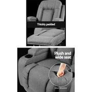 Artiss Recliner Chair Electric Massage Chair Fabric Lounge Sofa Heated Grey RECLINER-A3-LIN-GY