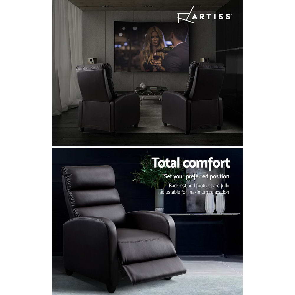 Artiss Recliner Armchair Brown Faux Leather Bolivia RECLINER-A4-BR