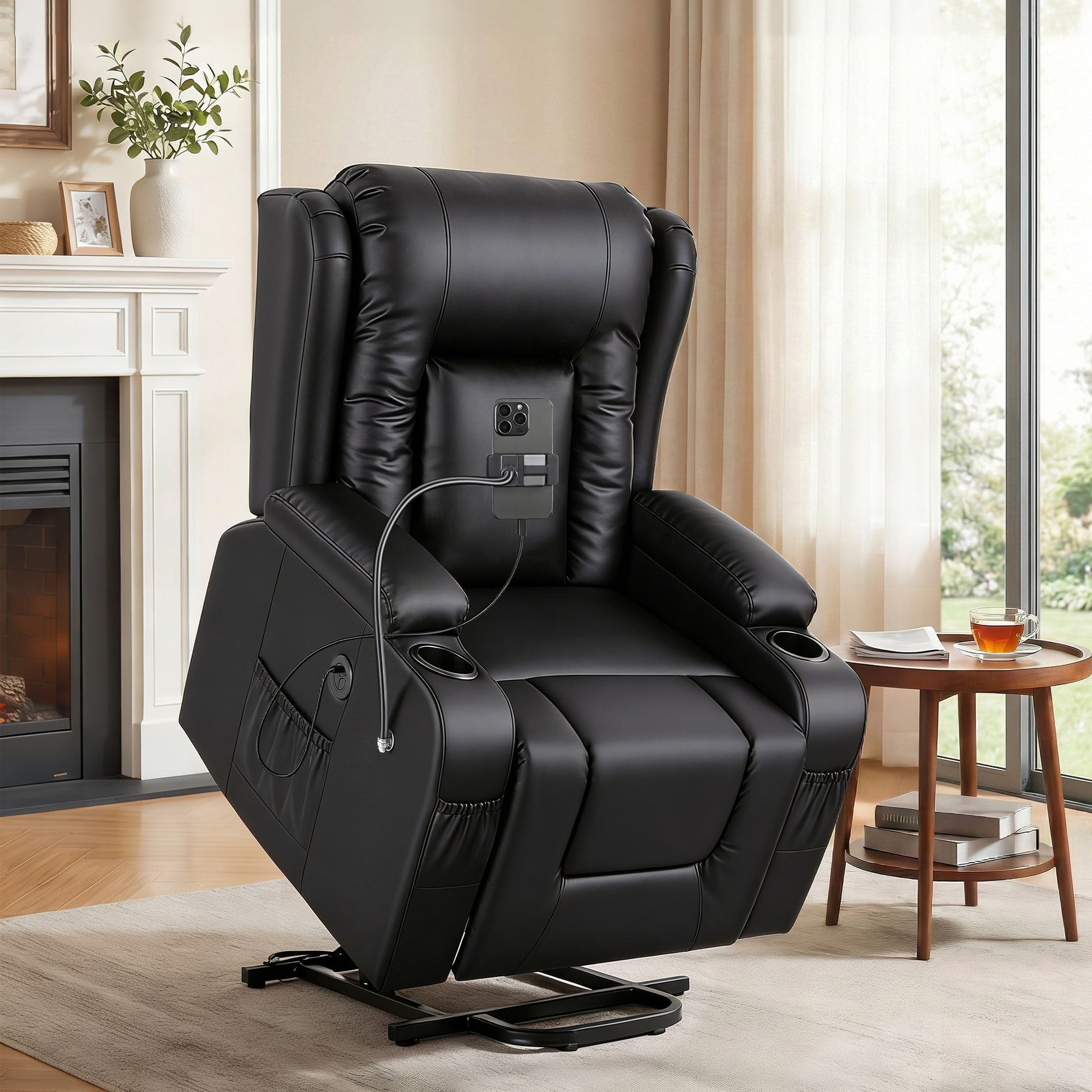 Artiss Power Lift Recliner Chair with Massage and Heat for Elderly, Electric Sofa Reclining Chair with USB RECLINER-A5-UB-PU-BK-AB