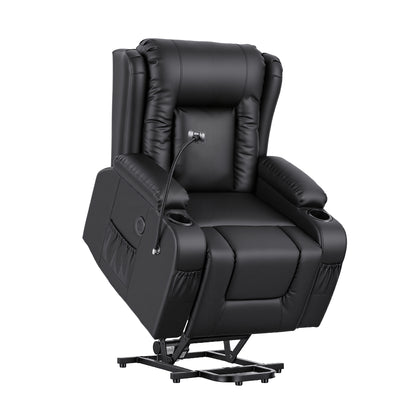 Artiss Power Lift Recliner Chair with Massage and Heat for Elderly, Electric Sofa Reclining Chair with USB RECLINER-A5-UB-PU-BK-AB