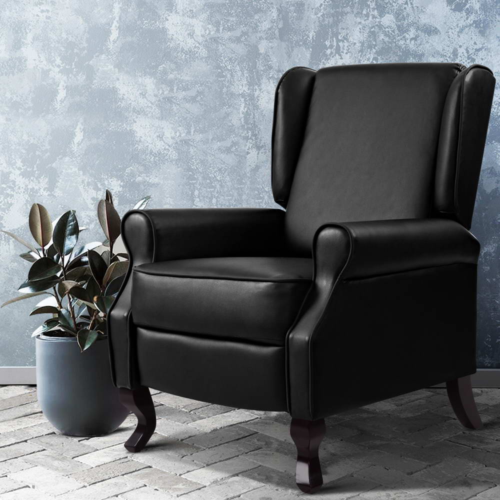 Artiss Recliner Armchair Black Faux Leather Domini RECLINER-A6-BK