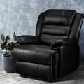 Artiss Recliner Chair Leather Black Cissy RECLINER-A8-BK-AB