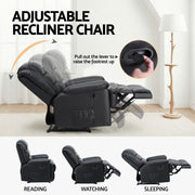 Artiss Manual Recliner Chair Leather Reclining Sofa with 16color Led Black RECLINER-A8-LED-BK-AB