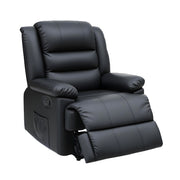 Artiss Manual Recliner Chair Leather Reclining Sofa with 16color Led Black RECLINER-A8-LED-BK-AB