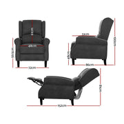 Artiss Recliner Chair Adjustable Sofa Lounge Soft Suede Armchair Couch Charcoal RECLINER-B-9218-LIN-CHA