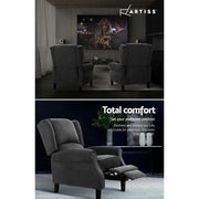 Artiss Recliner Chair Adjustable Sofa Lounge Soft Suede Armchair Couch Charcoal RECLINER-B-9218-LIN-CHA
