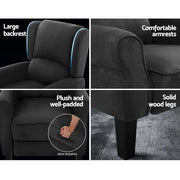 Artiss Recliner Chair Adjustable Sofa Lounge Soft Suede Armchair Couch Charcoal RECLINER-B-9218-LIN-CHA
