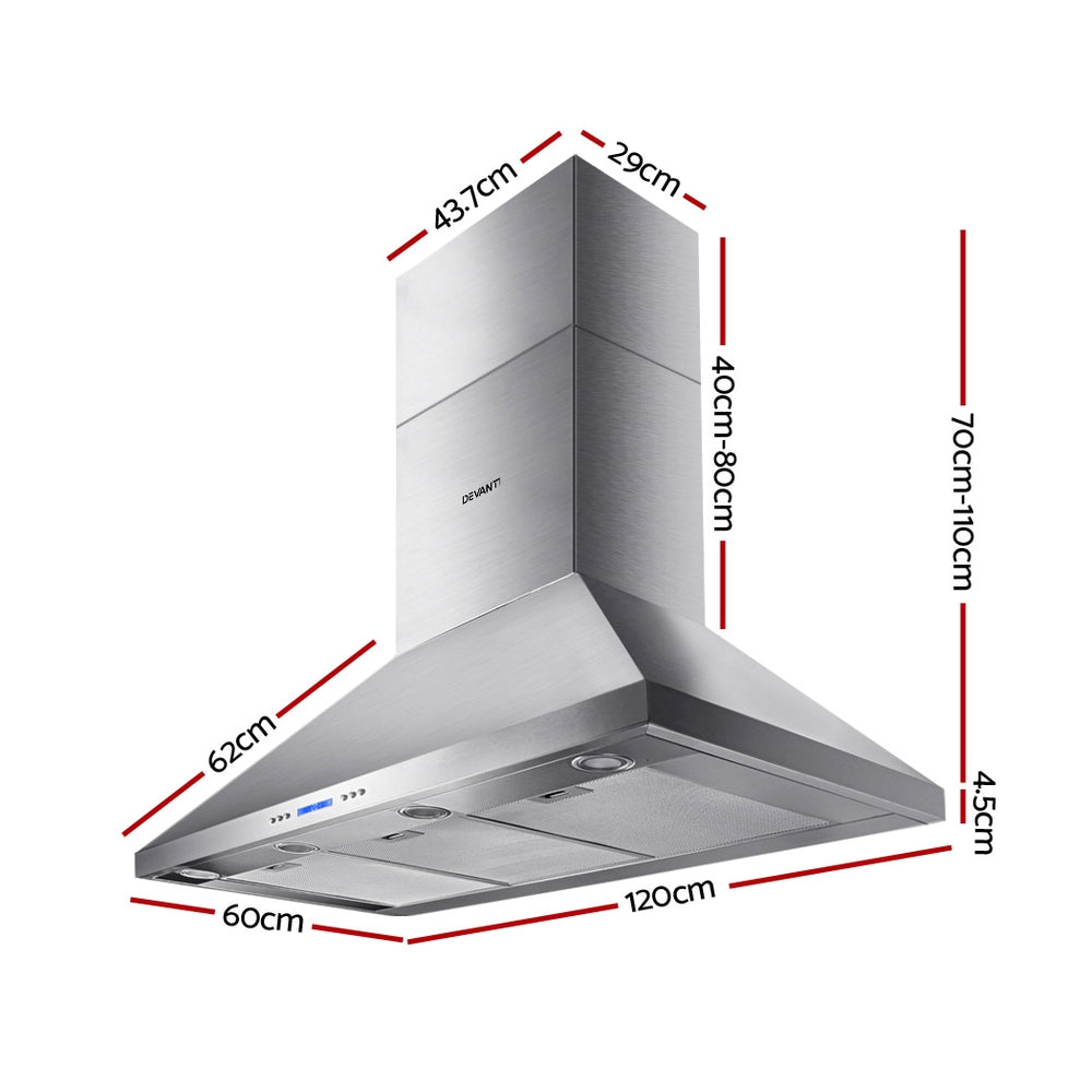 Devanti 1200mm Range Hood 120cm BBQ Commercial Rangehood RH-BBQ-1200