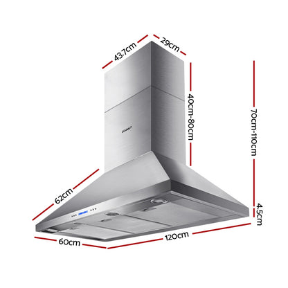Devanti 1200mm Range Hood 120cm BBQ Commercial Rangehood RH-BBQ-1200