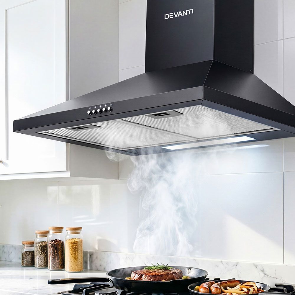Devanti 600mm Range Hood 60cm Rangehood Black RH-D-A17-60-BK
