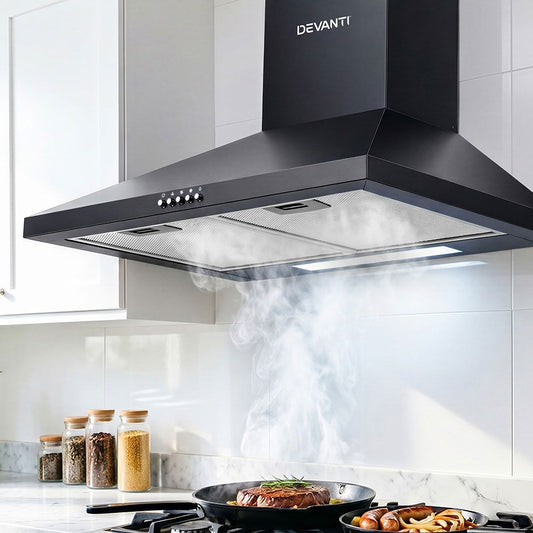Devanti 600mm Range Hood 60cm Rangehood Black RH-D-A17-60-BK