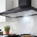 Devanti 900mm Range Hood 90cm Rangehood Black RH-D-A17-90-BK