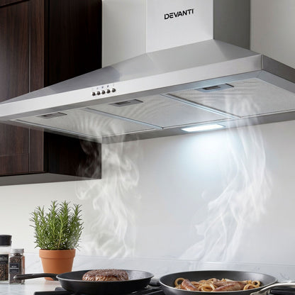 Devanti 900mm Range Hood 90cm Rangehood Stainless Steel RH-D-A17-90-SR