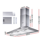 Devanti 900mm Range Hood 90cm Rangehood Stainless Steel RH-D-A17-90-SR