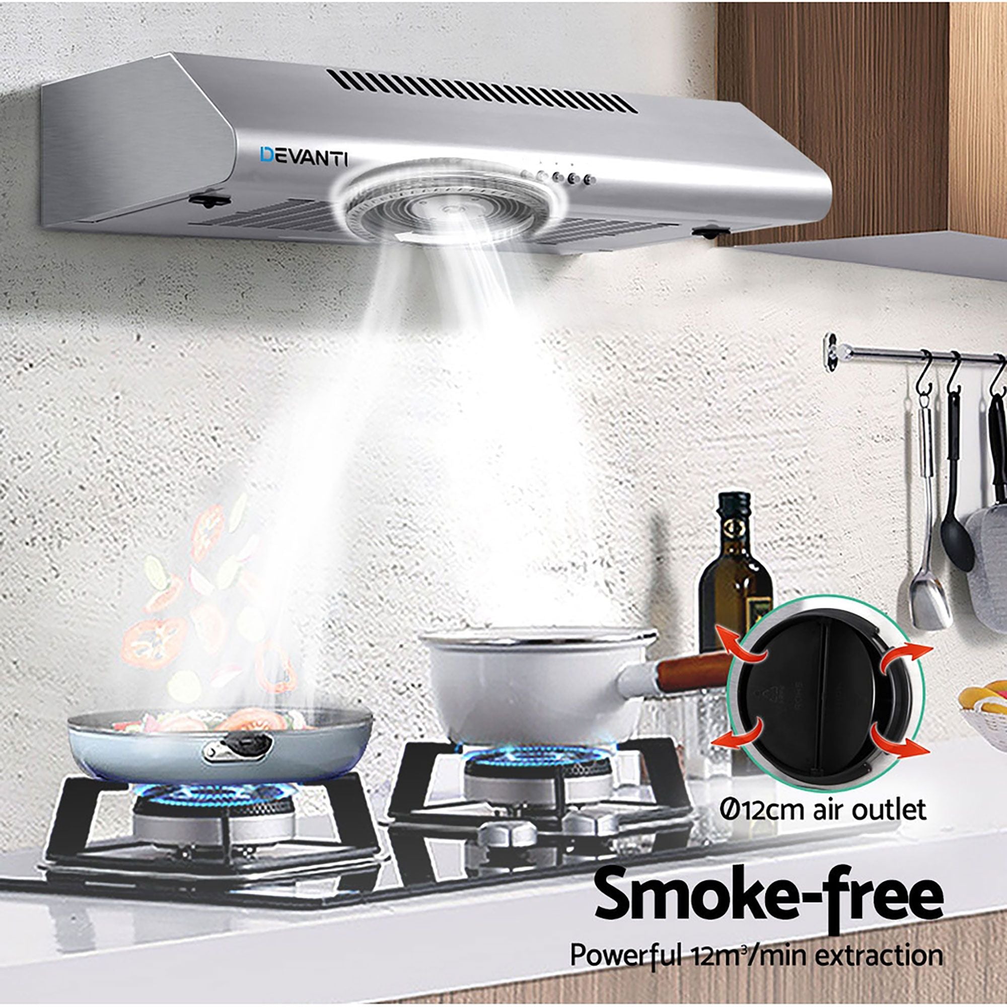Devanti 600mm Range Hood 60cm Rangehood Stainless Steel RH-D-F49-60-SR