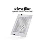 Devanti 600mm Range Hood 60cm Rangehood Kitchen Canopy LED Light Stainless Steel RH-D-GF49-60-SR