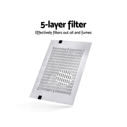 Devanti 600mm Range Hood 60cm Rangehood Kitchen Canopy LED Light Stainless Steel RH-D-GF49-60-SR
