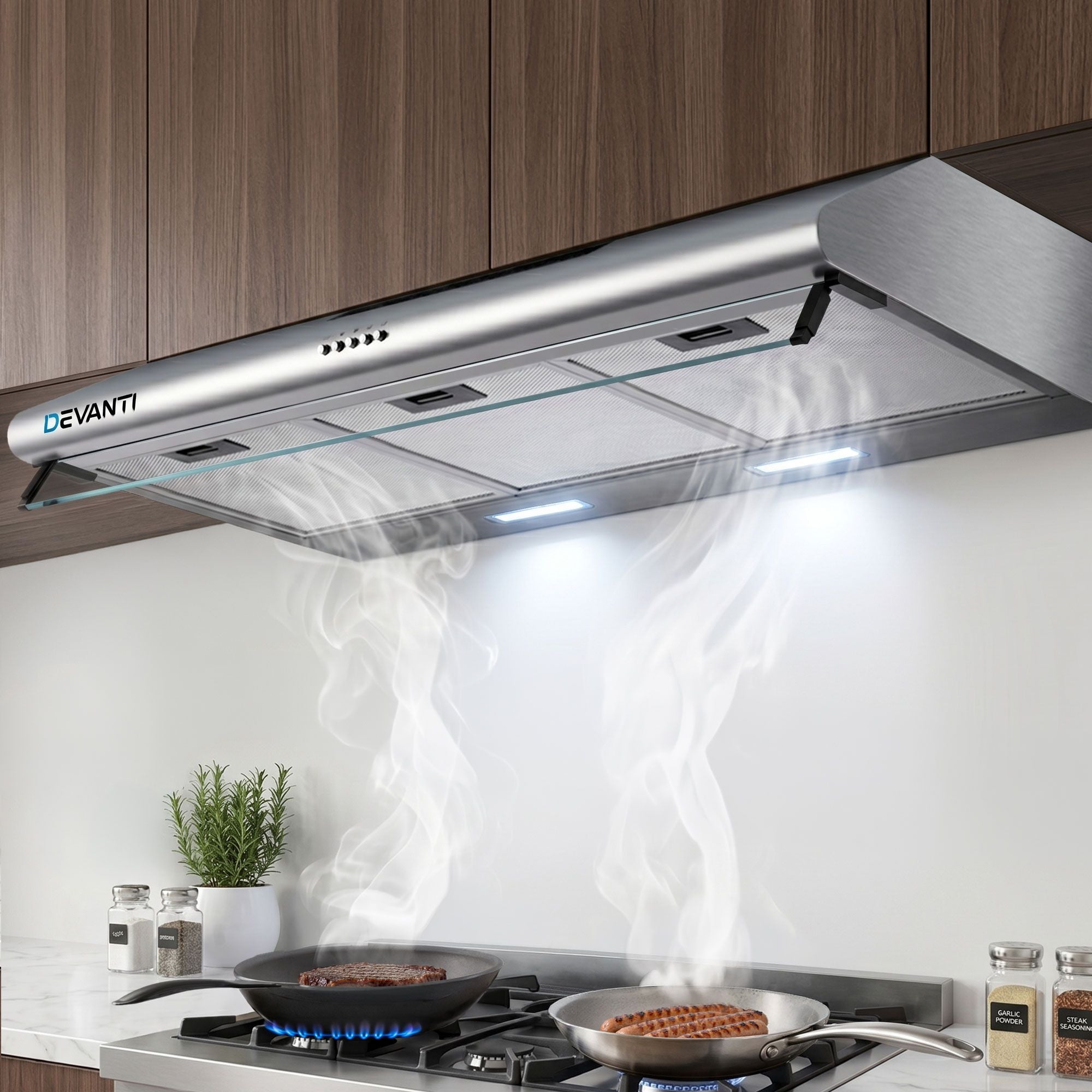 Devanti 900mm Range Hood 90cm Rangehood Stainless Steel RH-D-GF49-90-SR
