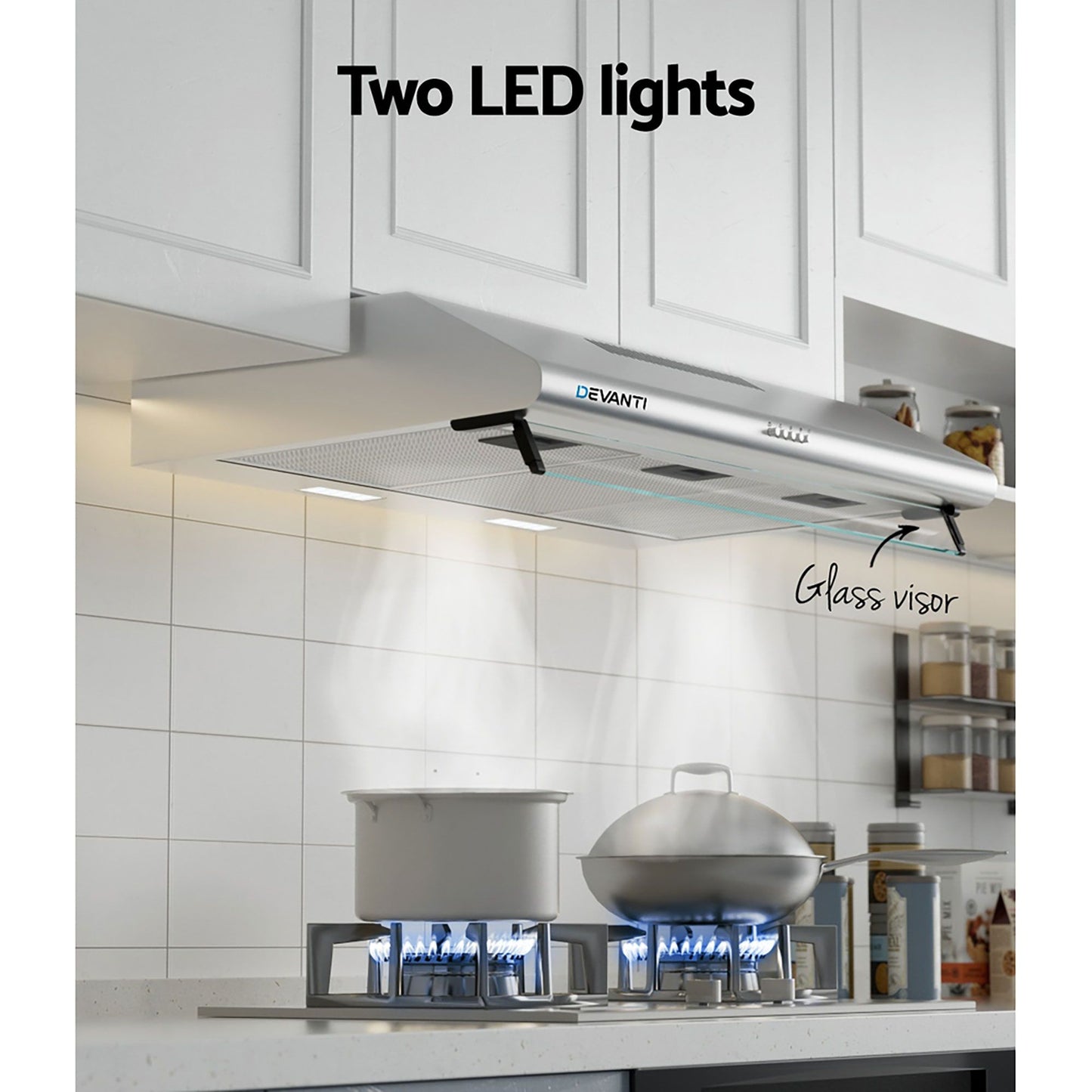 Devanti 900mm Range Hood 90cm Rangehood Stainless Steel RH-D-GF49-90-SR