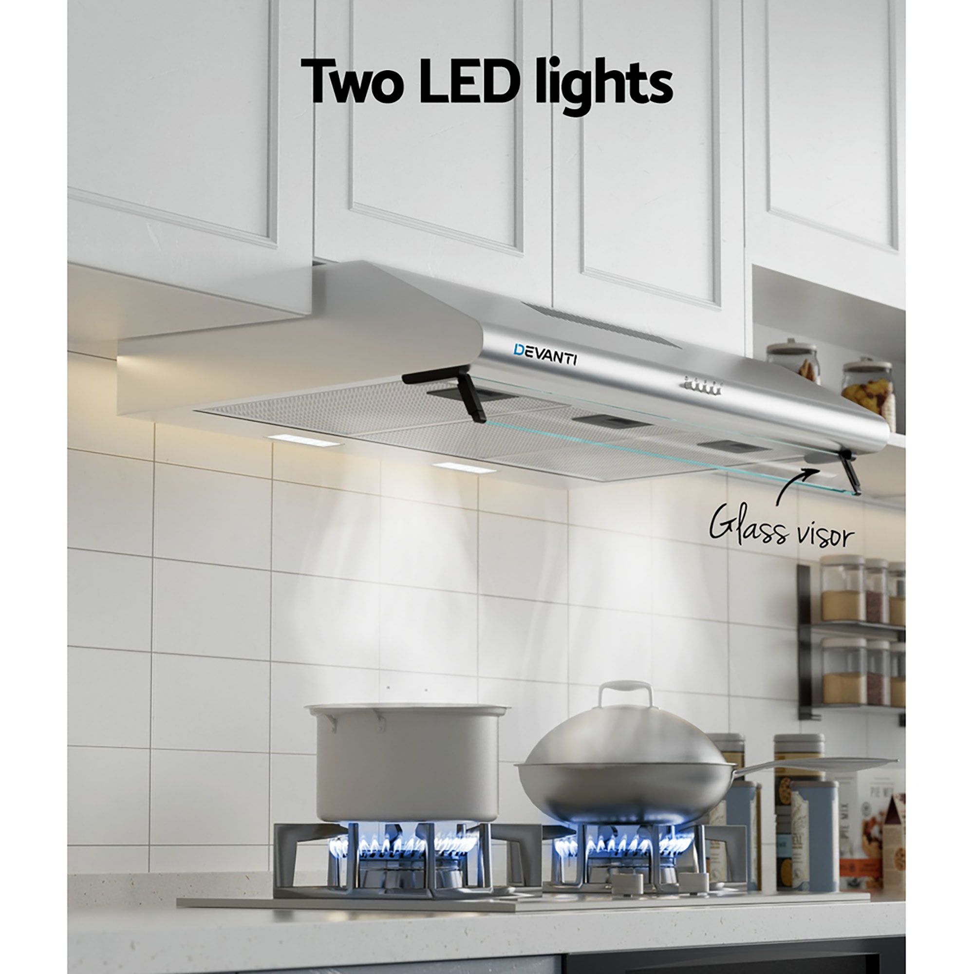 Devanti 900mm Range Hood 90cm Rangehood Stainless Steel RH-D-GF49-90-SR