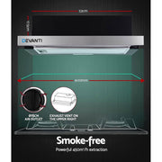 Devanti 600mm Range Hood 60cm Slide out Rangehood Stainless Steel RH-D-L03-60-BK