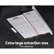 Devanti 600mm Range Hood 60cm Slide out Rangehood Stainless Steel RH-D-L03-60-BK