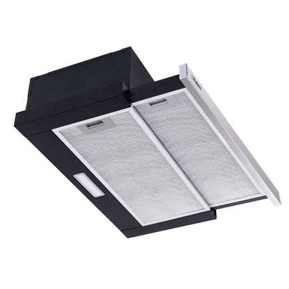 Devanti 600mm Range Hood 60cm Slide out Rangehood Stainless Steel RH-D-L03-60-BK