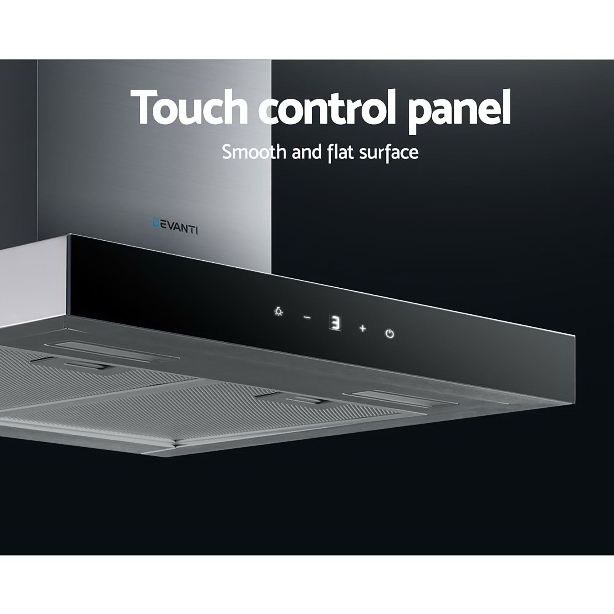 Devanti 600mm Range Hood 60cm Rangehood Glass Stainless Steel RH-D-M75-60-SR-BK