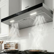 Devanti 900mm Range Hood 90cm Rangehood Glass Stainless Steel RH-D-M75-90-SR-BK
