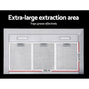 Devanti 900mm Range Hood 90cm Rangehood Glass Stainless Steel RH-D-M75-90-SR-BK