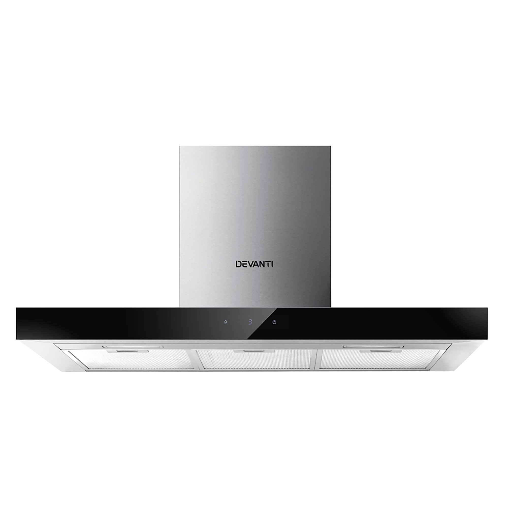 Devanti 900mm Range Hood 90cm Rangehood Glass Stainless Steel RH-D-M75-90-SR-BK
