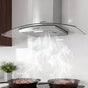 Devanti 90cm Range Hood Curved Glass Canopy Rangehood Kitchen Exhaust Fan RH-D-V17-90