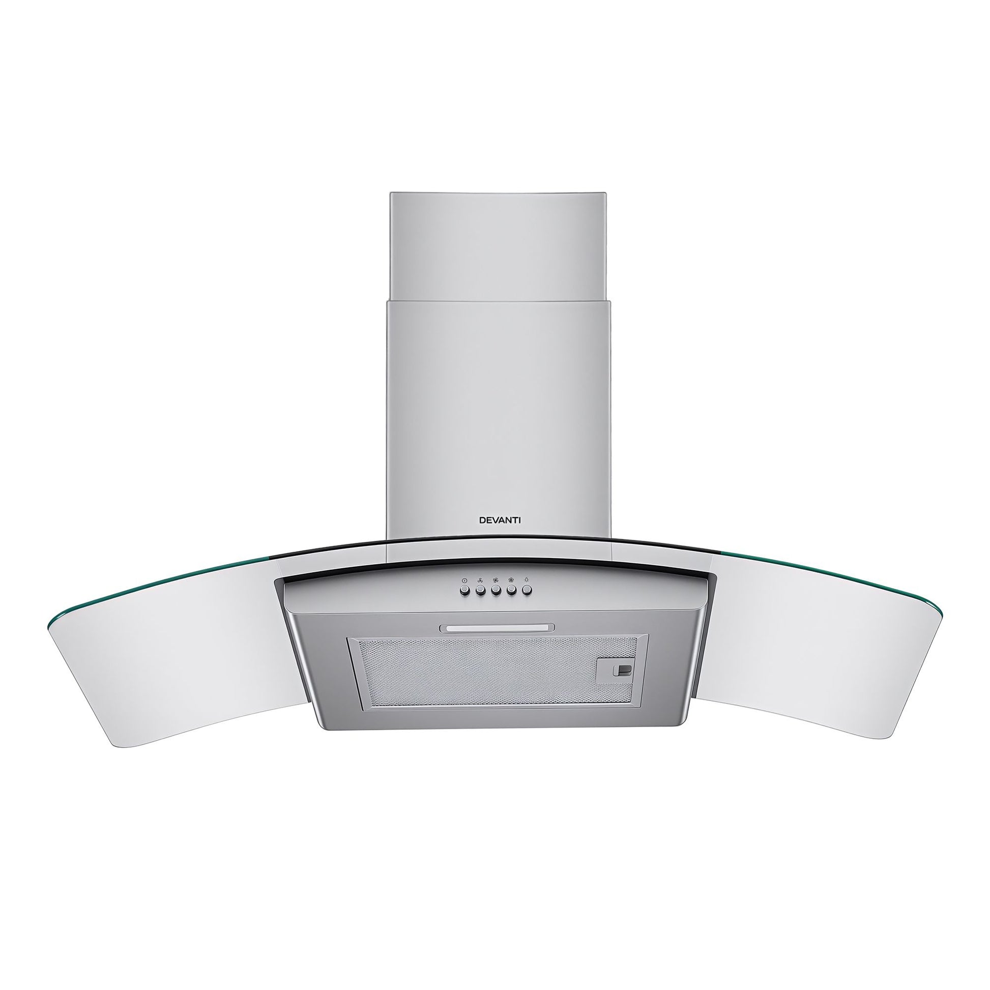 Devanti 90cm Range Hood Curved Glass Canopy Rangehood Kitchen Exhaust Fan RH-D-V17-90