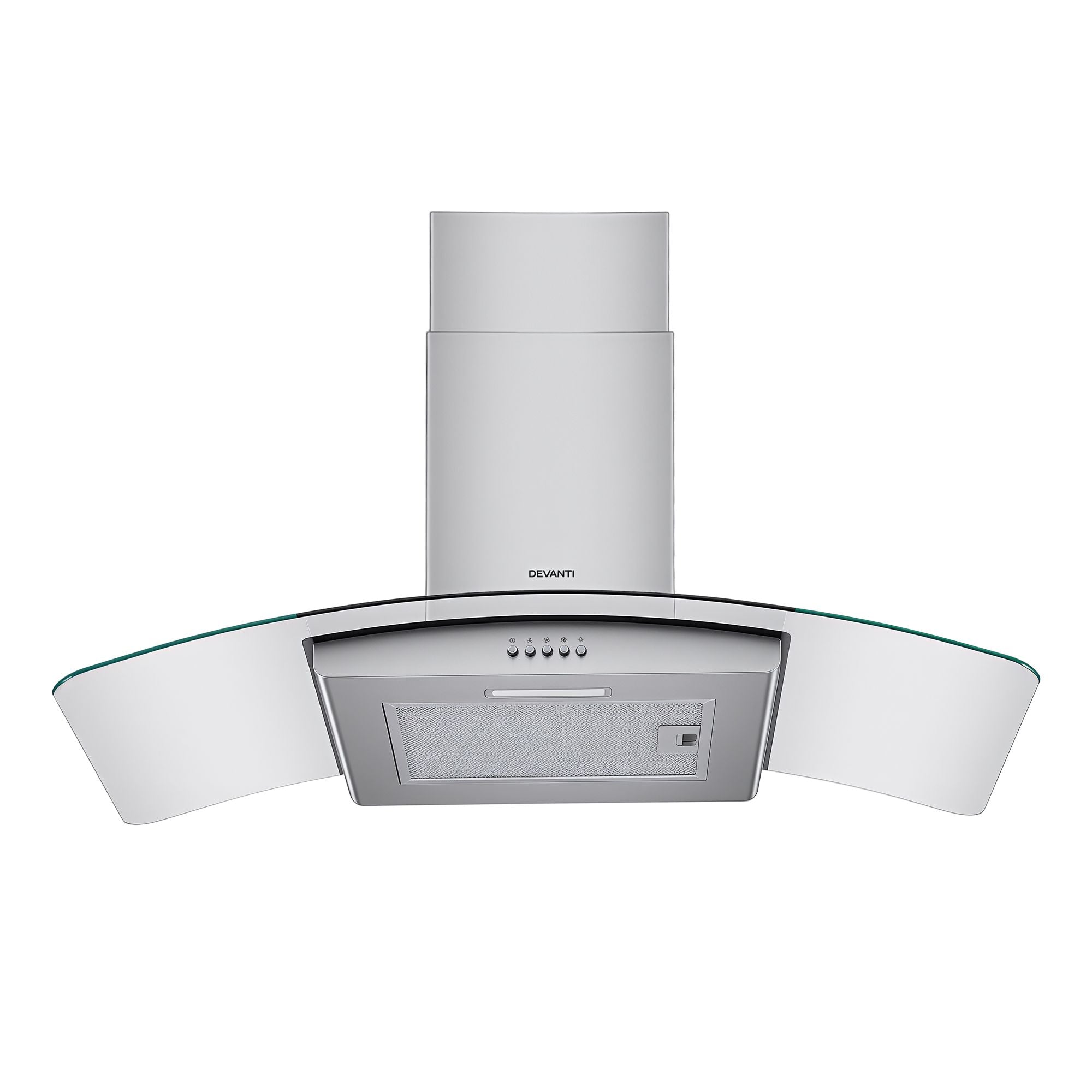 Devanti 90cm Range Hood Curved Glass Canopy Rangehood Kitchen Exhaust Fan RH-D-V17-90