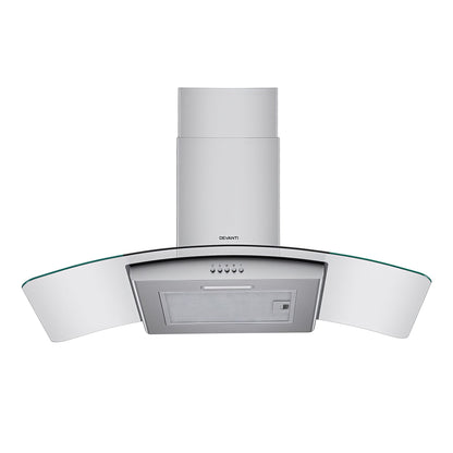 Devanti 90cm Range Hood Curved Glass Canopy Rangehood Kitchen Exhaust Fan RH-D-V17-90