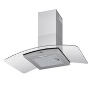 Devanti 90cm Range Hood Curved Glass Canopy Rangehood Kitchen Exhaust Fan RH-D-V17-90