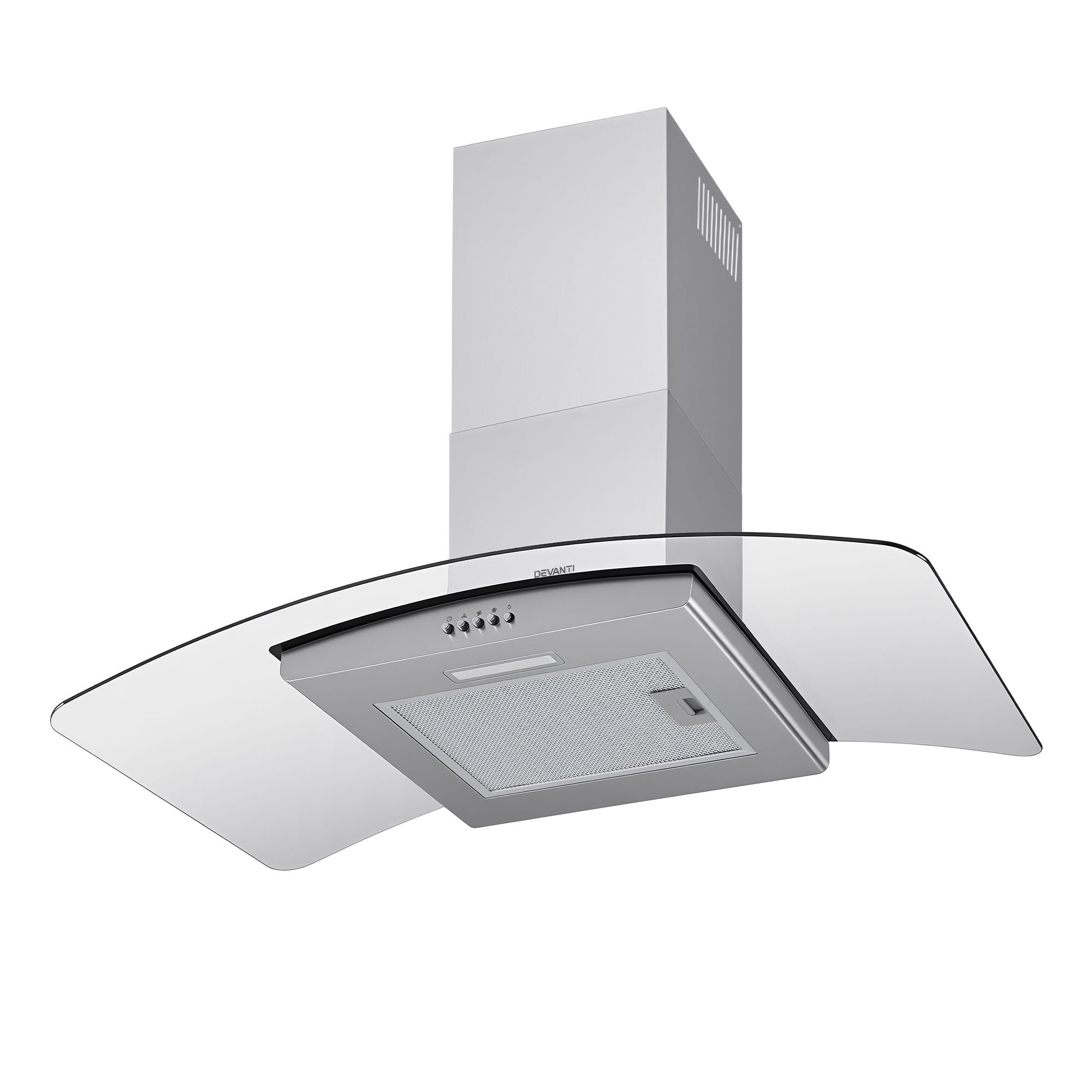 Devanti 90cm Range Hood Curved Glass Canopy Rangehood Kitchen Exhaust Fan RH-D-V17-90
