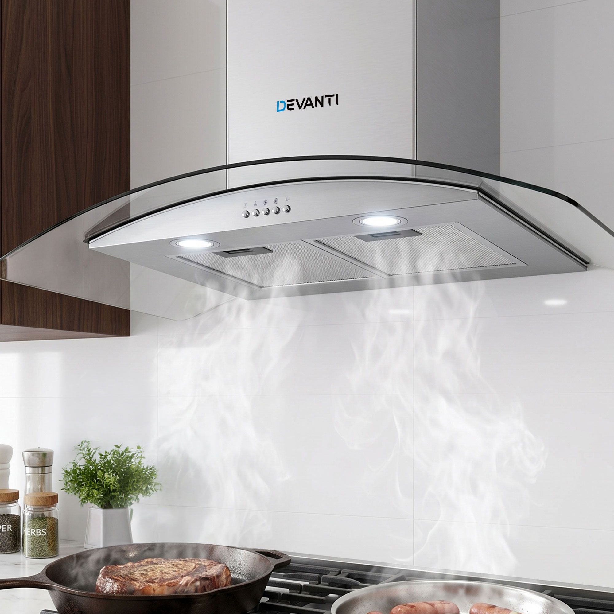 Devanti 900mm Range Hood 90cm Rangehood Glass Canopy RH-D-V71-MC-90