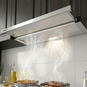 Devanti 900mm Range Hood 90cm Slide out Rangehood Stainless Steel RH-E-L04-90-SS