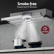 Devanti 900mm Range Hood 90cm Slide out Rangehood Stainless Steel RH-E-L04-90-SS