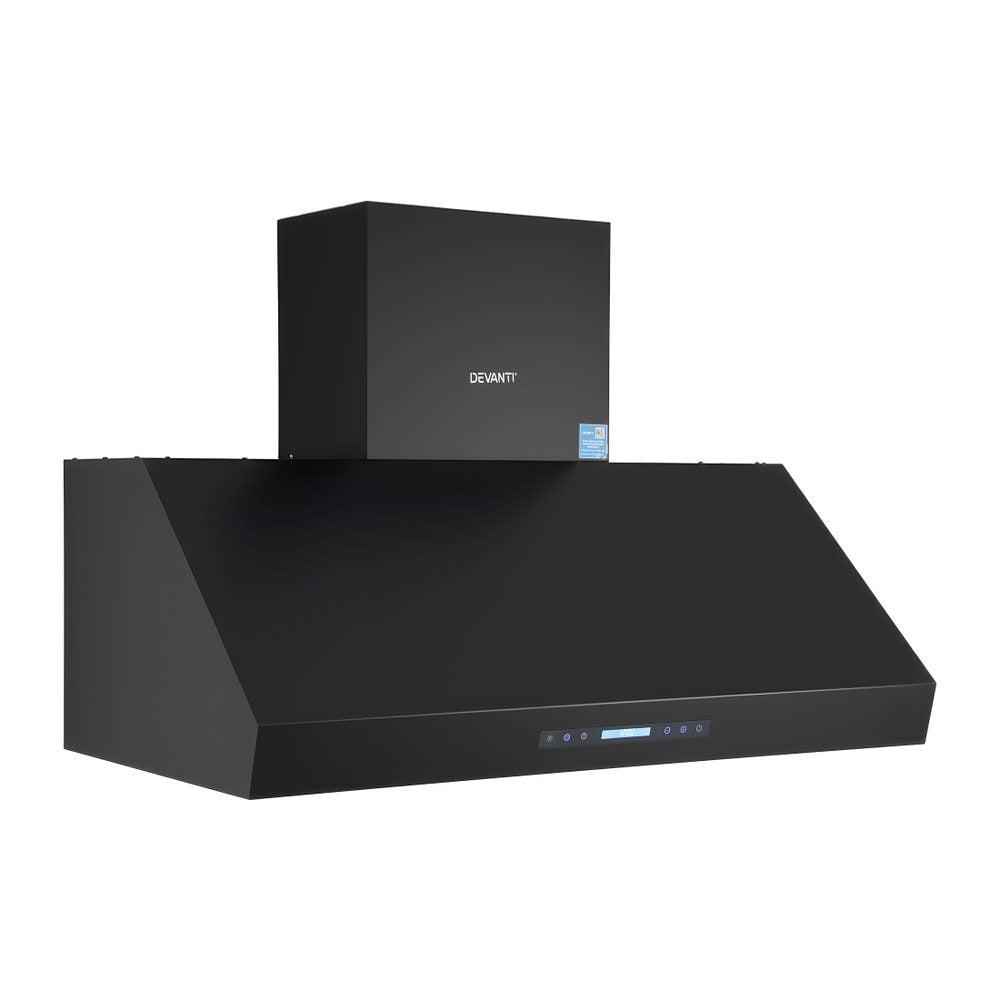 Devanti 1200mm Commercial BBQ Range Hood Dual Motor W/ Remote Control Black RH-RC-BBQ-1200